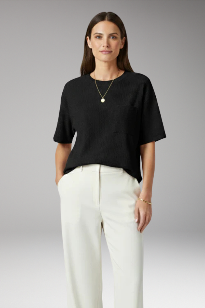 Women's T-Shirt with Chest Pocket and Textured Surface