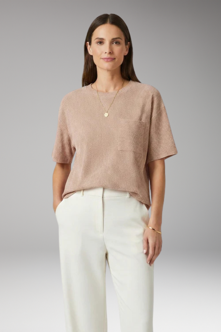 Women's T-Shirt with Chest Pocket and Textured Surface
