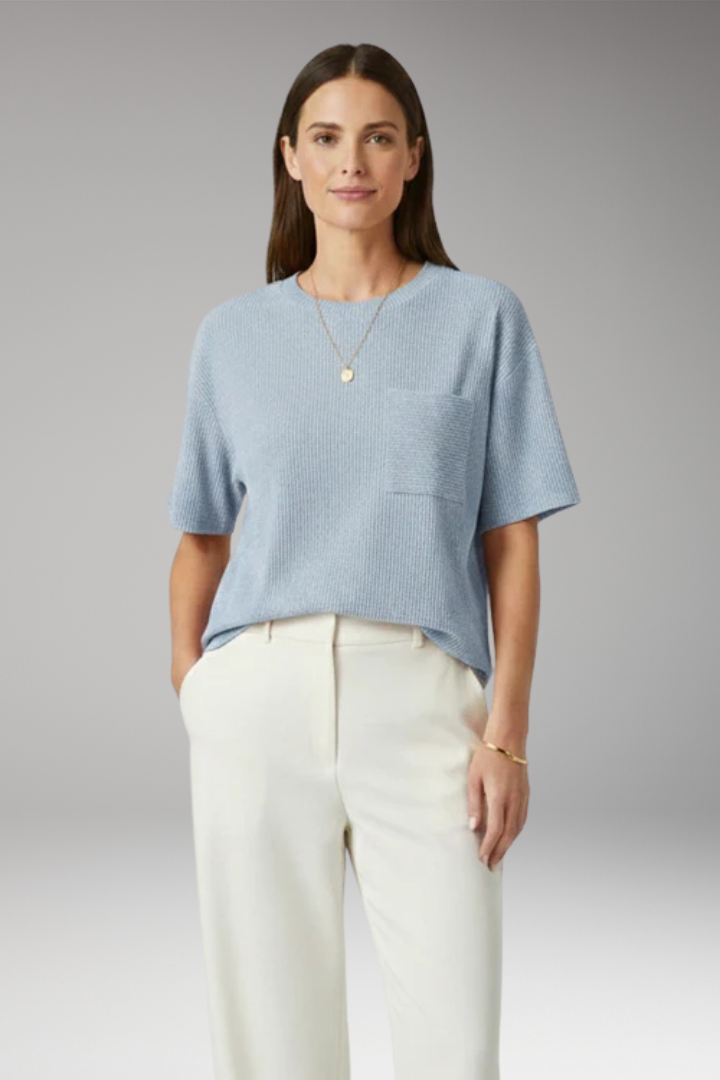 Women's T-Shirt with Chest Pocket and Textured Surface