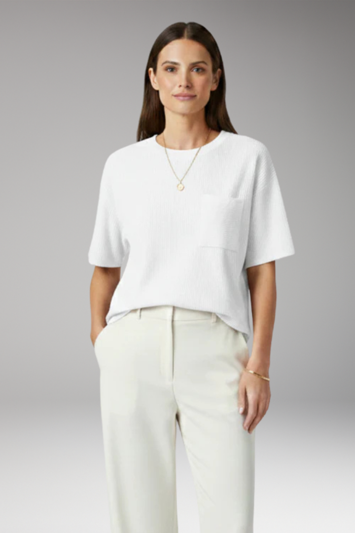 Women's T-Shirt with Chest Pocket and Textured Surface