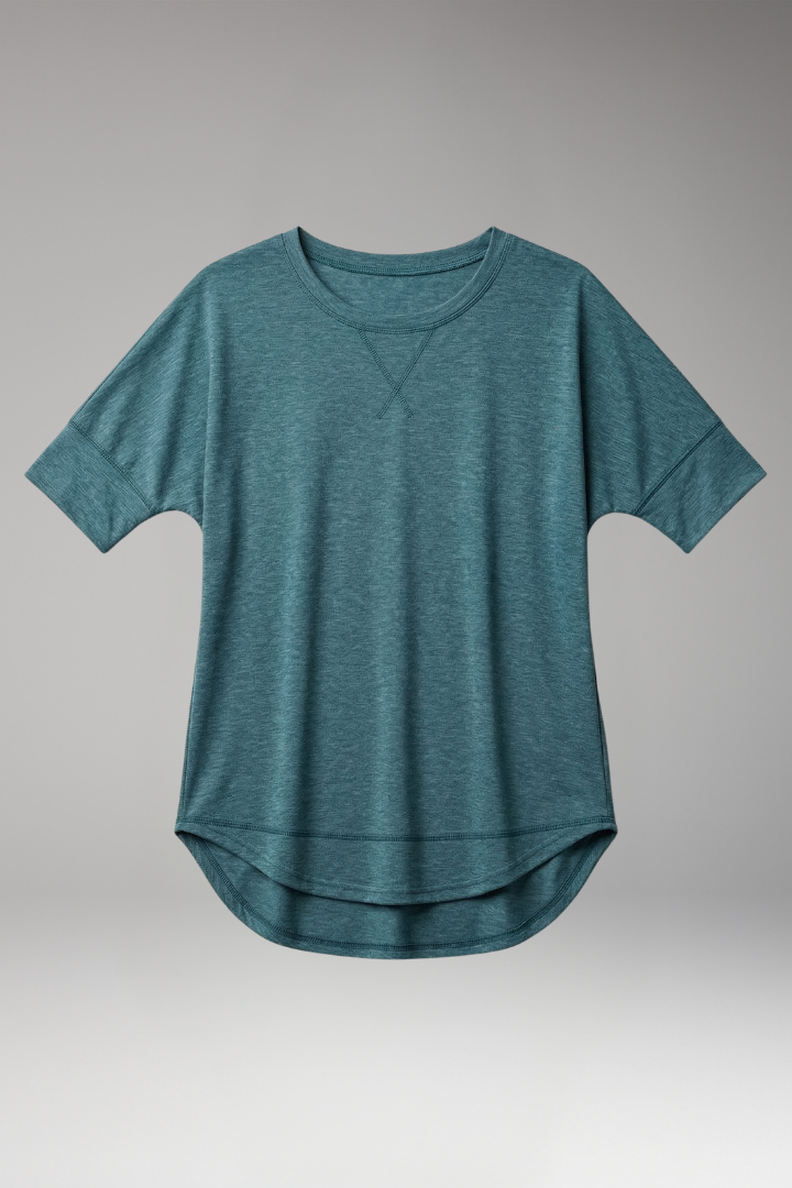 Women's T-Shirt with Curved Hem and Short Sleeves