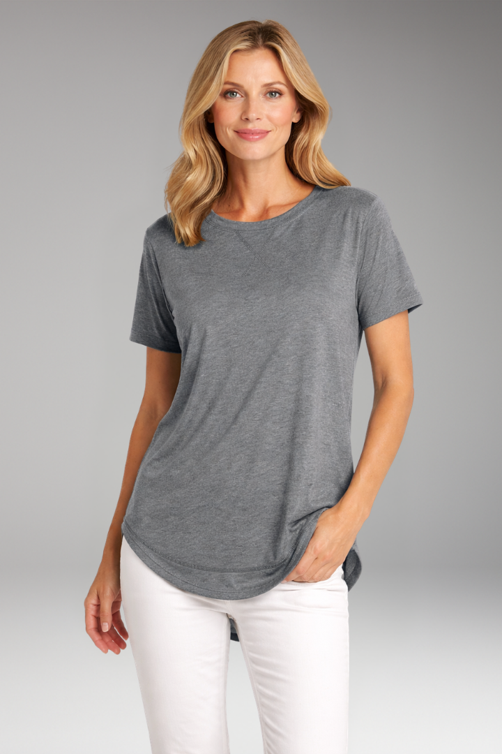 Women's T-Shirt with Curved Hem and Short Sleeves
