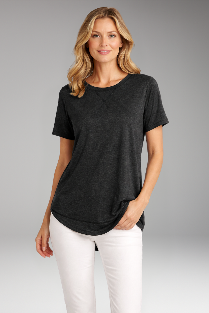 Women's T-Shirt with Curved Hem and Short Sleeves