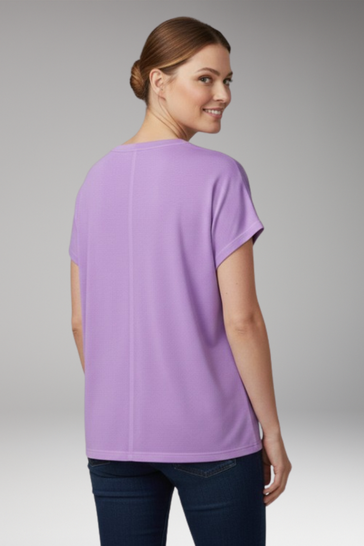 Women's T-Shirt with V-Neck and Side Slits