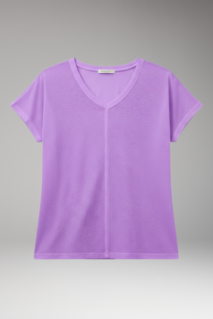 Women's T-Shirt with V-Neck and Side Slits