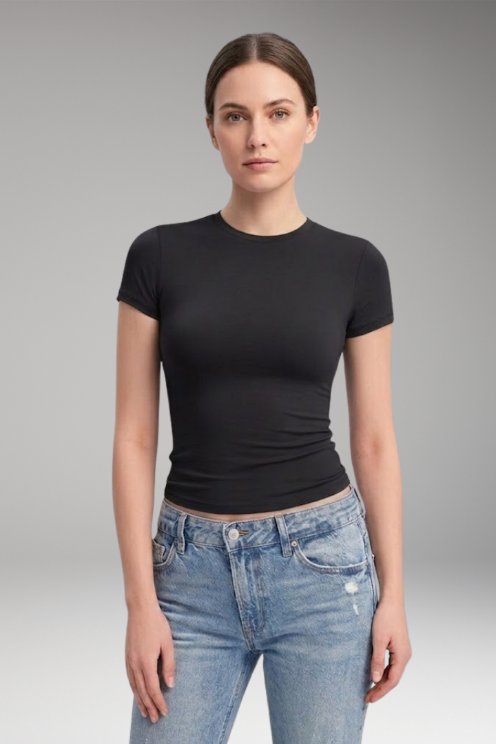 Women’s T-Shirt with Round Neck and Fitted Cut