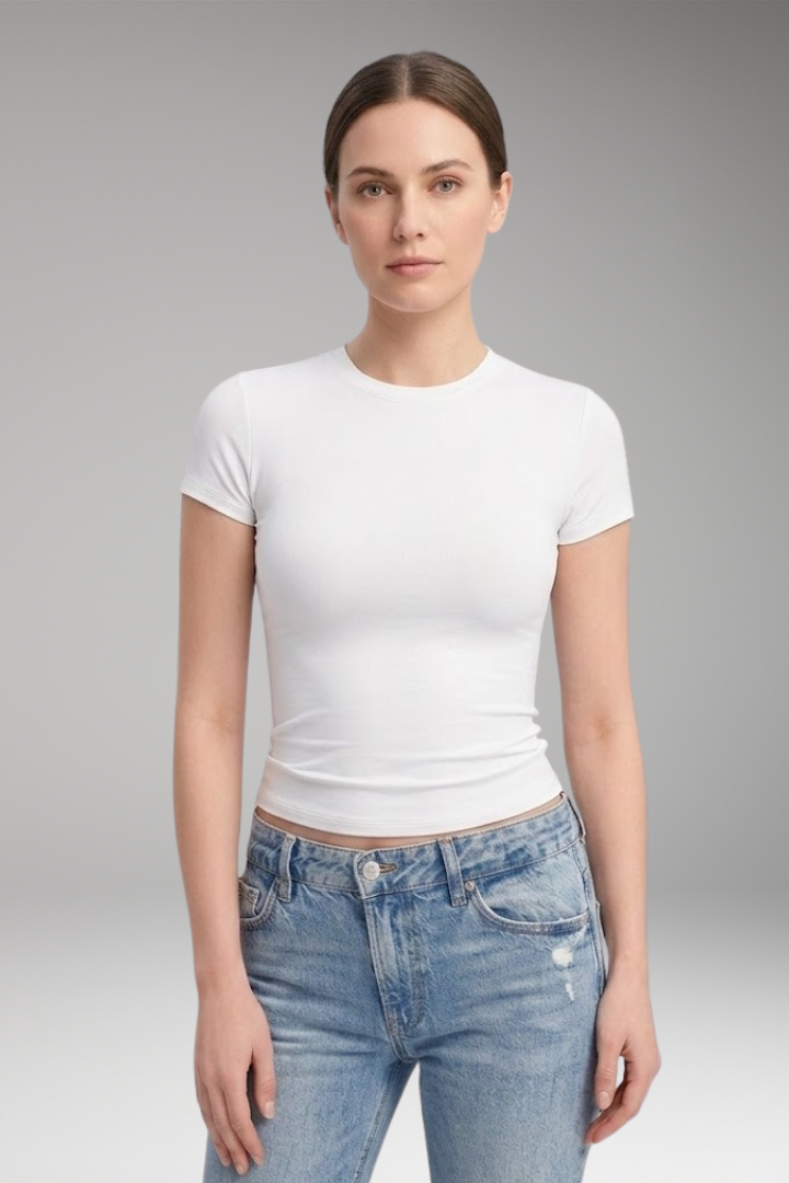 Women’s T-Shirt with Round Neck and Fitted Cut