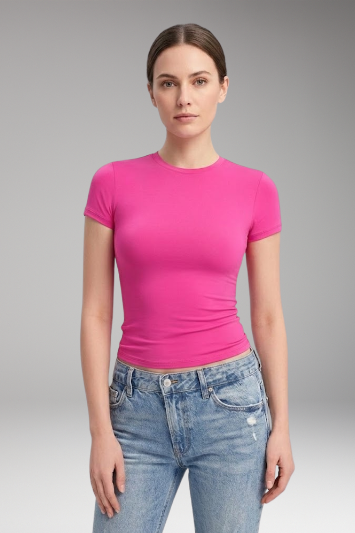 Women’s T-Shirt with Round Neck and Fitted Cut