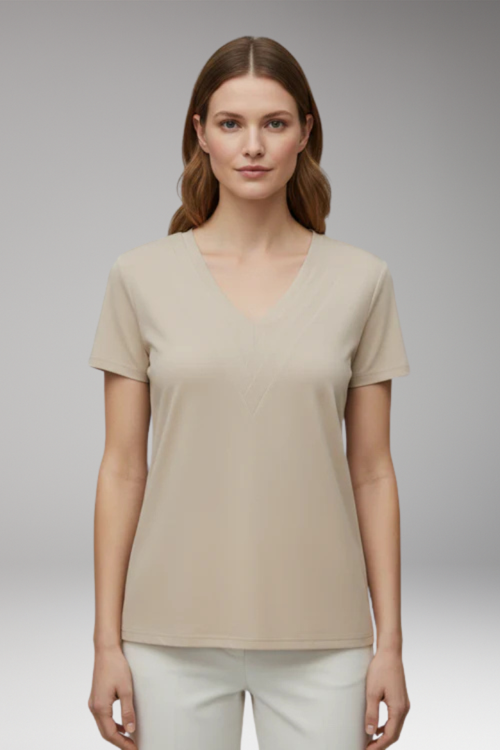 Women’s V‑Neck T‑Shirt with Decorative Seams