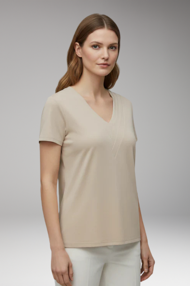 Women’s V‑Neck T‑Shirt with Decorative Seams