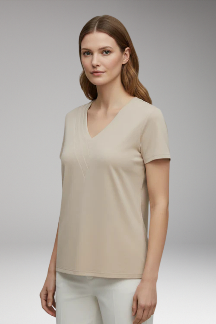 Women’s V‑Neck T‑Shirt with Decorative Seams