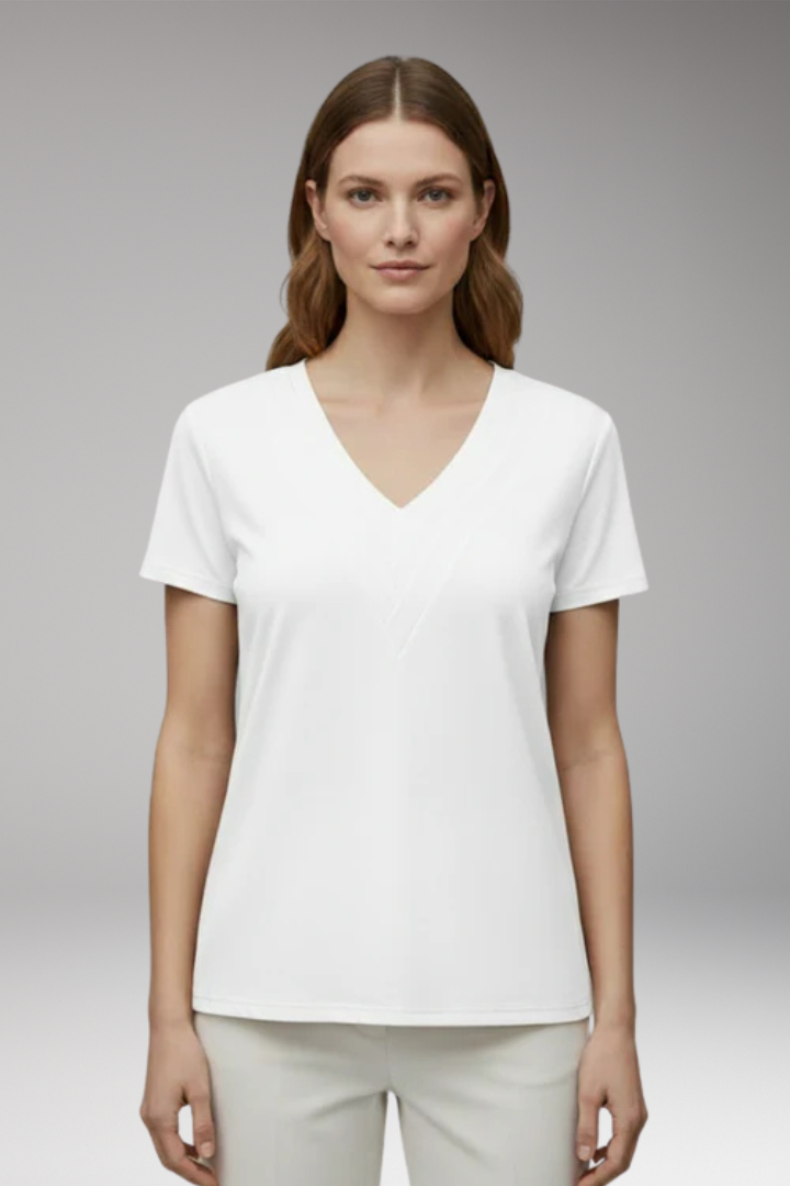 Women’s V‑Neck T‑Shirt with Decorative Seams