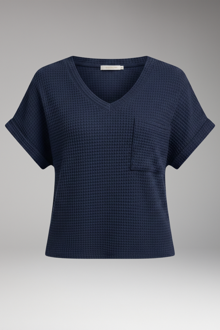 Women's T‑Shirt with V‑Neck and Pocket Detail