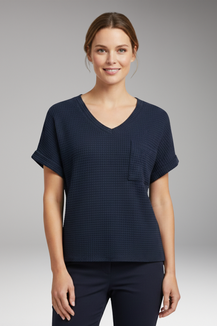 Women's T‑Shirt with V‑Neck and Pocket Detail