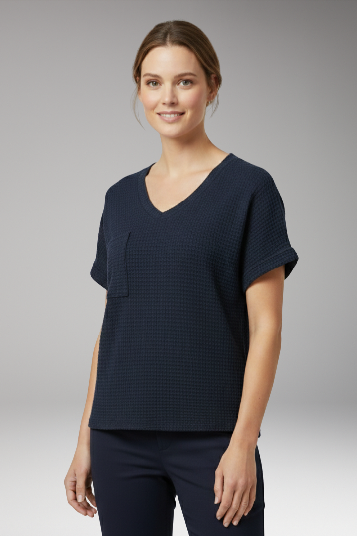 Women's T‑Shirt with V‑Neck and Pocket Detail