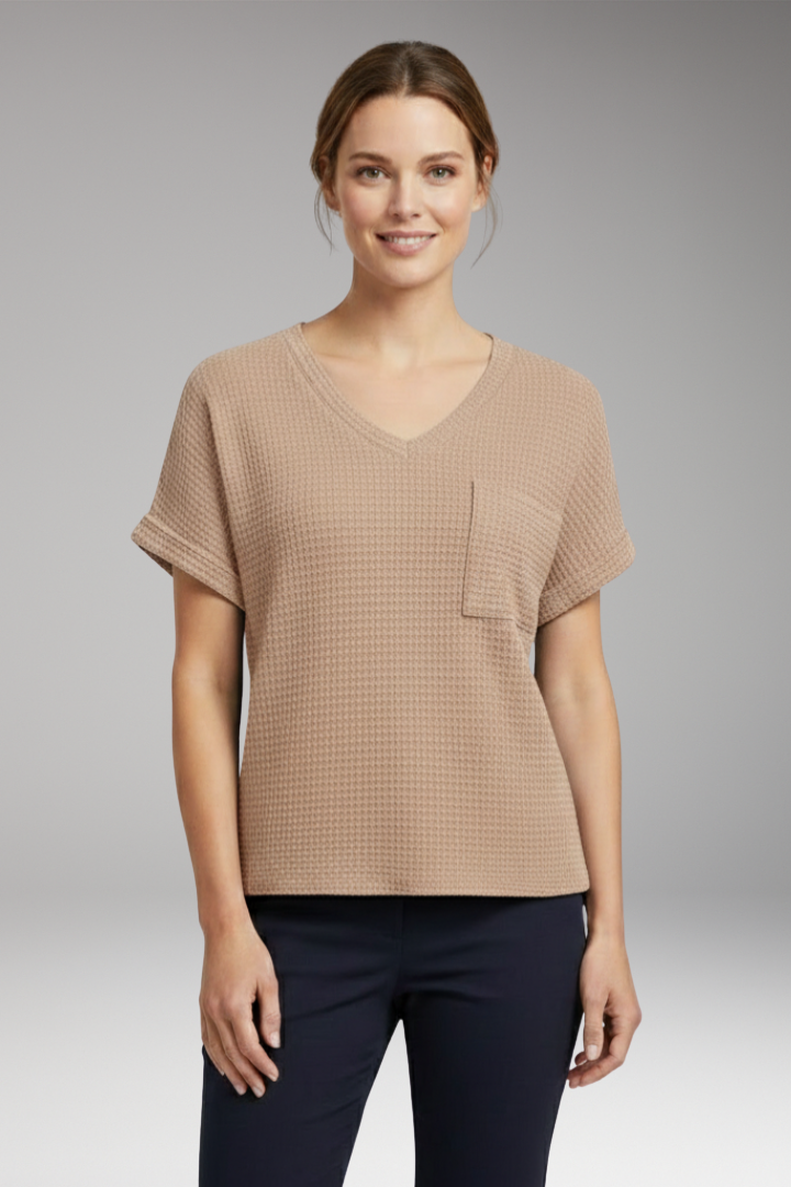 Women's T‑Shirt with V‑Neck and Pocket Detail