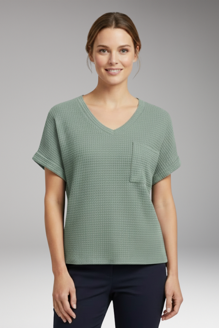 Women's T‑Shirt with V‑Neck and Pocket Detail