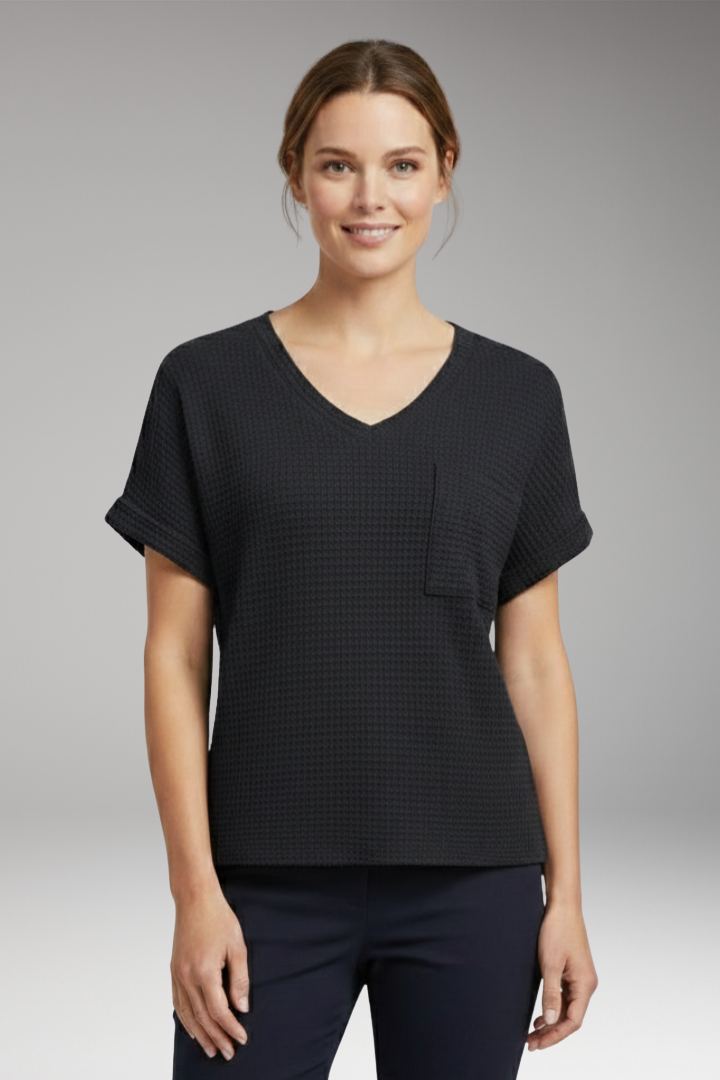 Women's T‑Shirt with V‑Neck and Pocket Detail