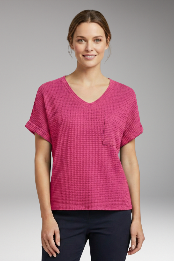 Women's T‑Shirt with V‑Neck and Pocket Detail