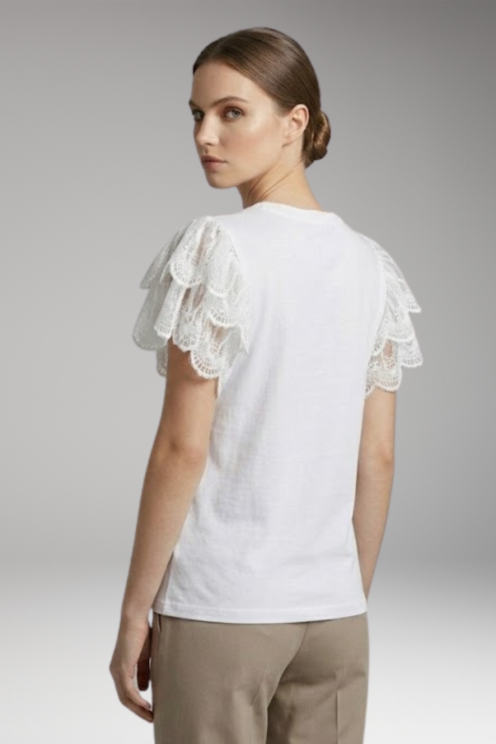Women’s T-shirt with Lace Sleeves and Regular Fit