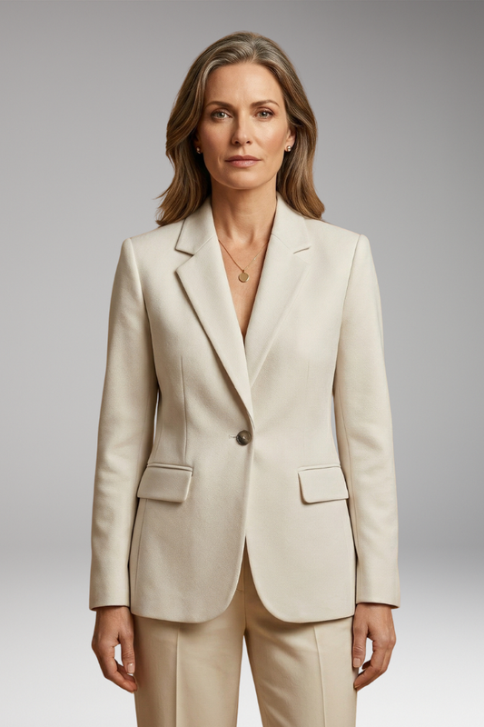 Women's Tailored Blazer with Sharp Lapels and Flap Pockets