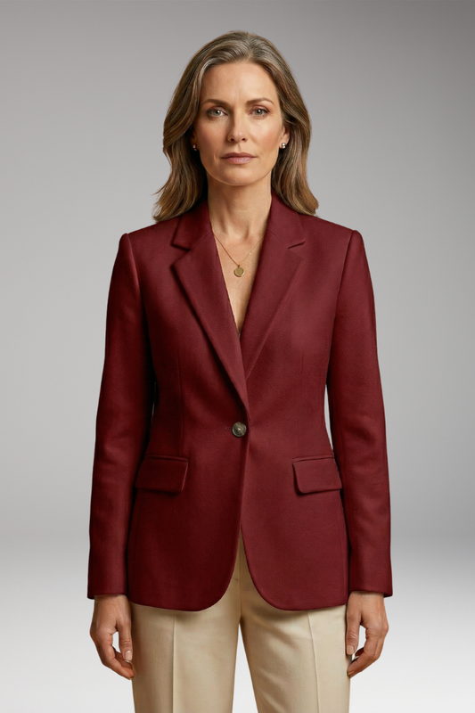 Women's Tailored Blazer with Sharp Lapels and Flap Pockets