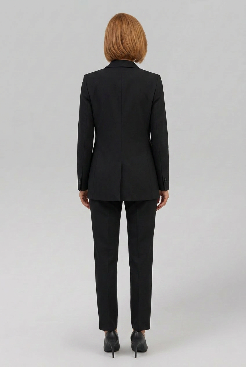 Women’s Tailored Double-Breasted Longline Blazer and Slim-Leg Trouser Suit Set