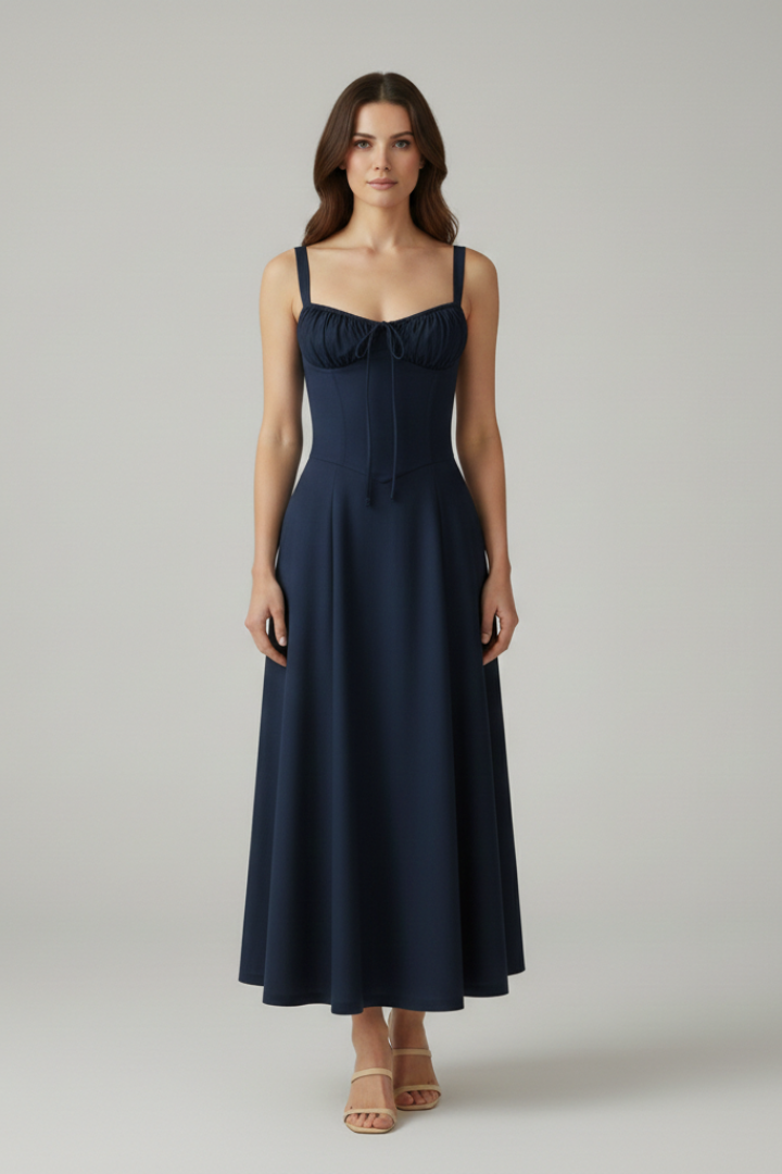 Women's Tailored Dress with Emphasised Waist and Classic Cut