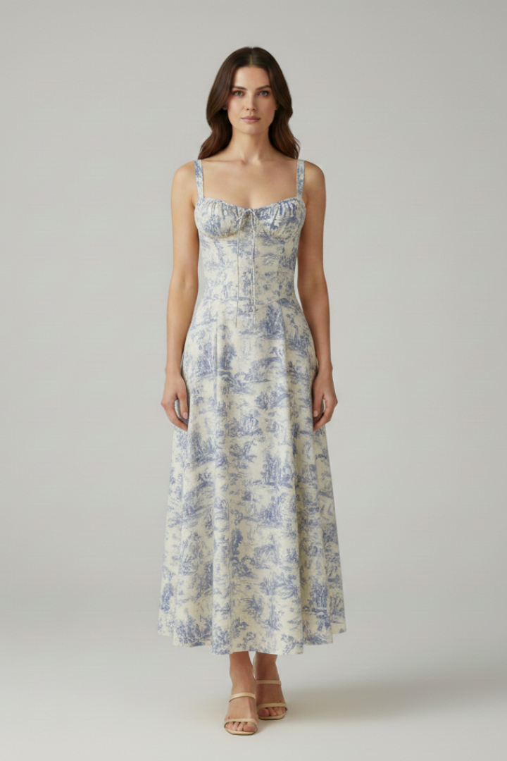 Women's Tailored Dress with Emphasised Waist and Classic Cut