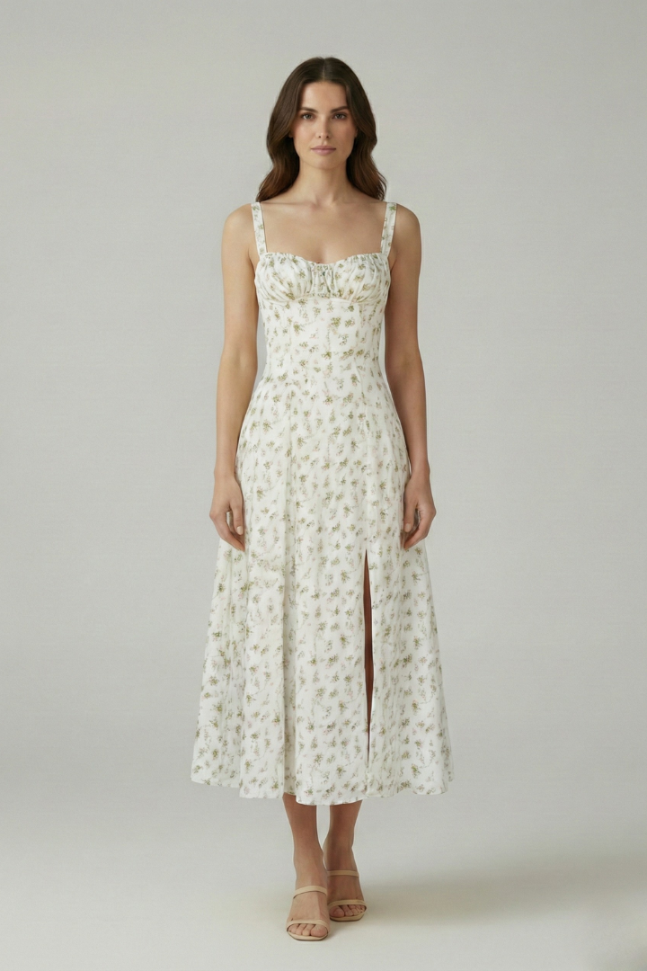 Women's Tailored Dress with Emphasised Waist and Classic Cut