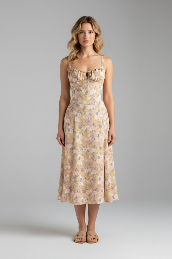 Women's Tailored Dress with Emphasised Waist and Classic Cut