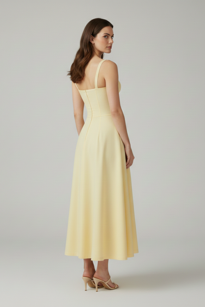 Women's Tailored Dress with Emphasised Waist and Classic Cut