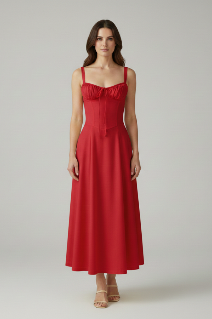 Women's Tailored Dress with Emphasised Waist and Classic Cut