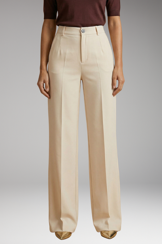 Women's Tailored Trousers with High Waist and Stretch Fabric