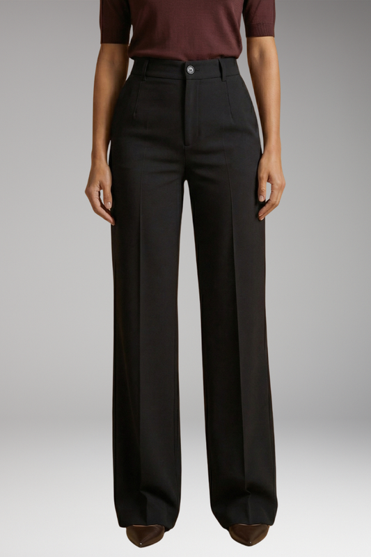 Women's Tailored Trousers with High Waist and Stretch Fabric