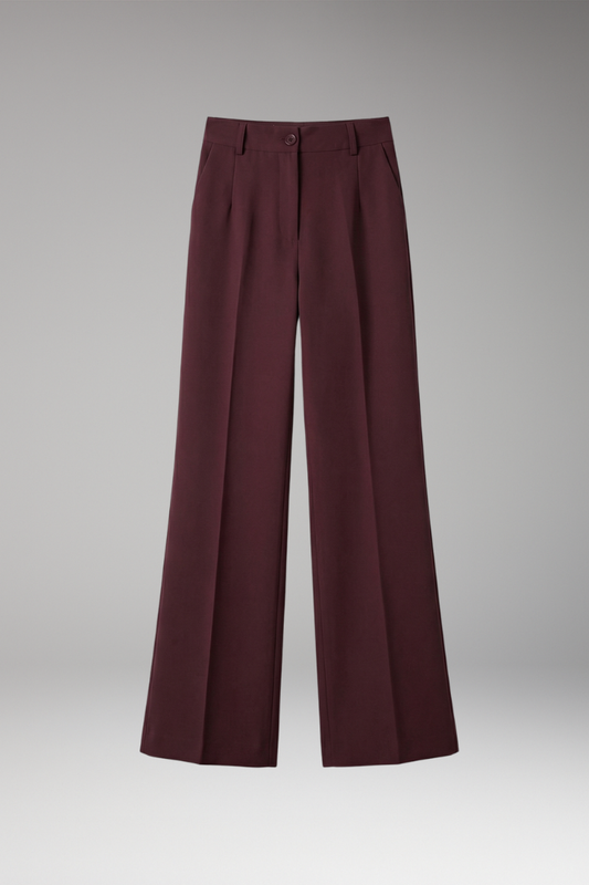 Women's Tailored Trousers with High Waist and Stretch Fabric