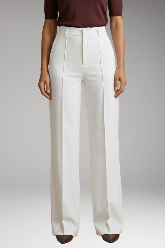 Women's Tailored Trousers with High Waist and Stretch Fabric
