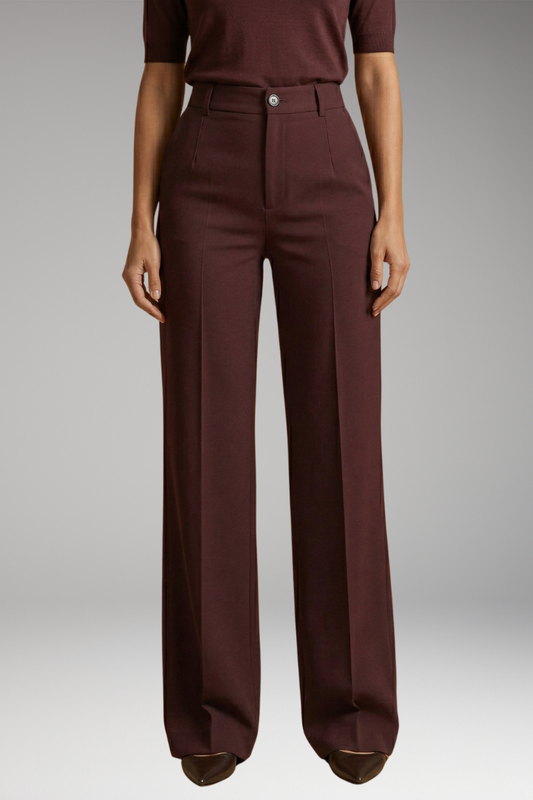 Women's Tailored Trousers with High Waist and Stretch Fabric
