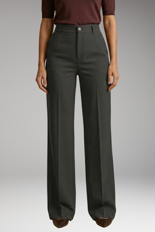 Women's Tailored Trousers with High Waist and Stretch Fabric