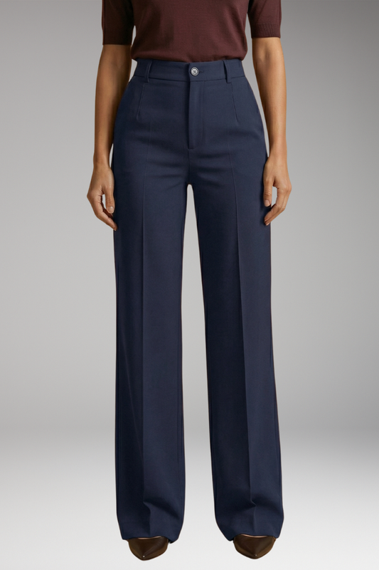 Women's Tailored Trousers with High Waist and Stretch Fabric