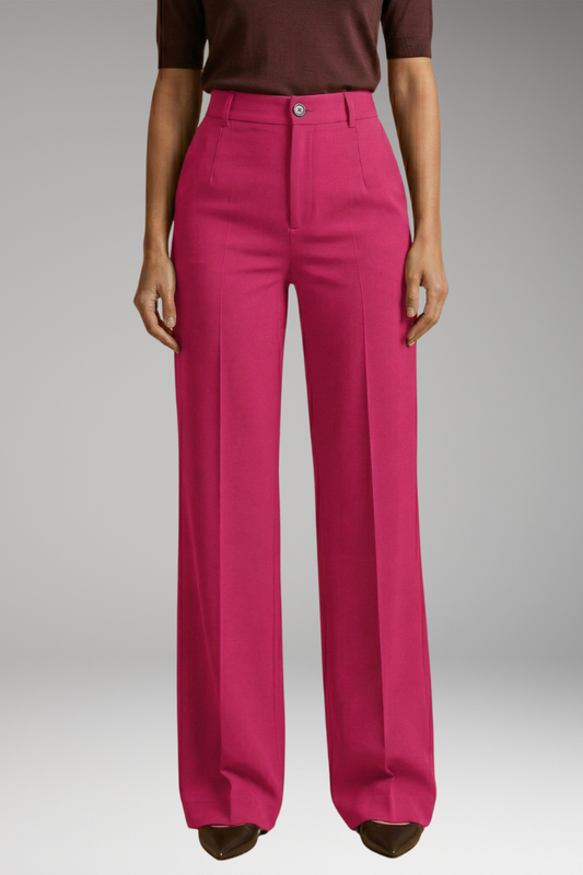 Women's Tailored Trousers with High Waist and Stretch Fabric