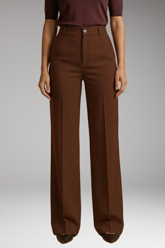 Women's Tailored Trousers with High Waist and Stretch Fabric