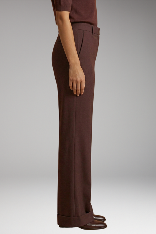 Women's Tailored Trousers with High Waist and Stretch Fabric