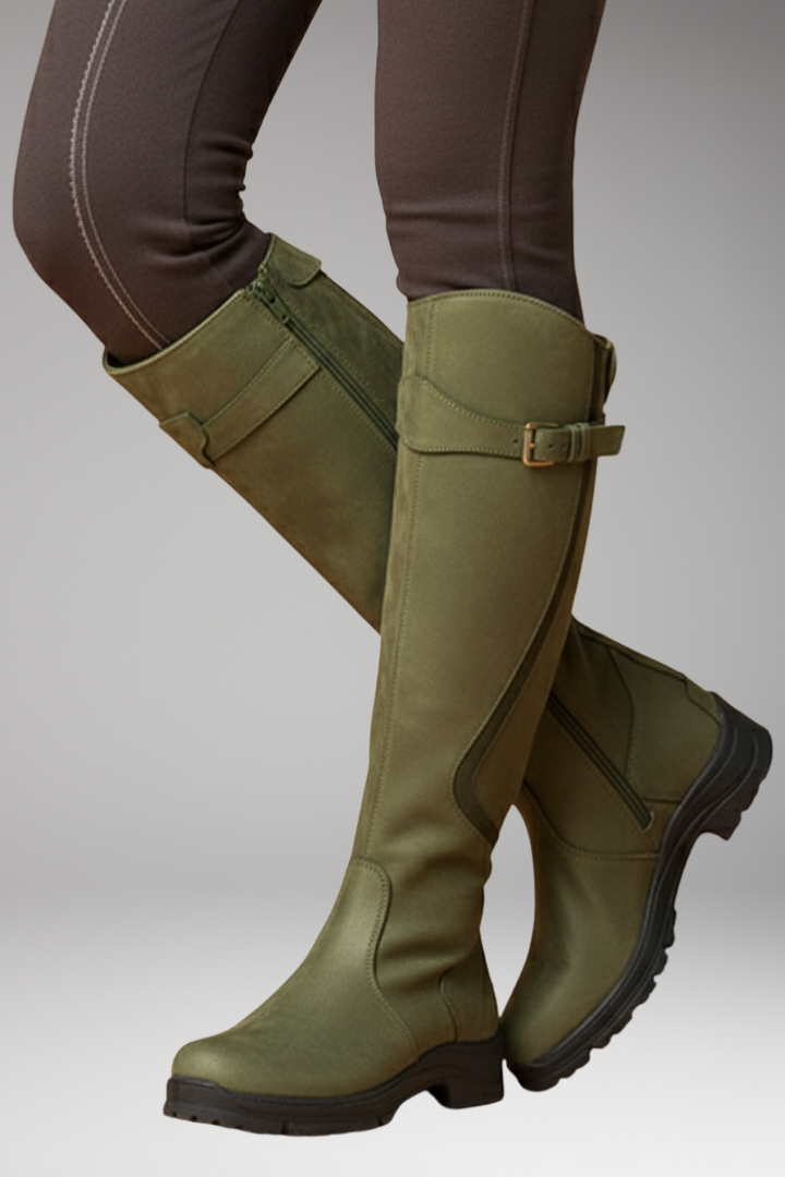 Women’s Tall Boots with Buckle Detail and Textured Sole