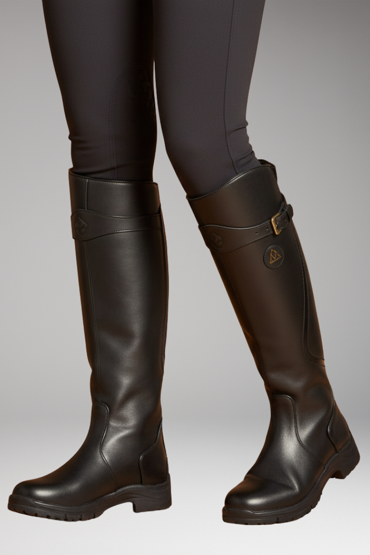 Women’s Tall Boots with Buckle Detail and Textured Sole