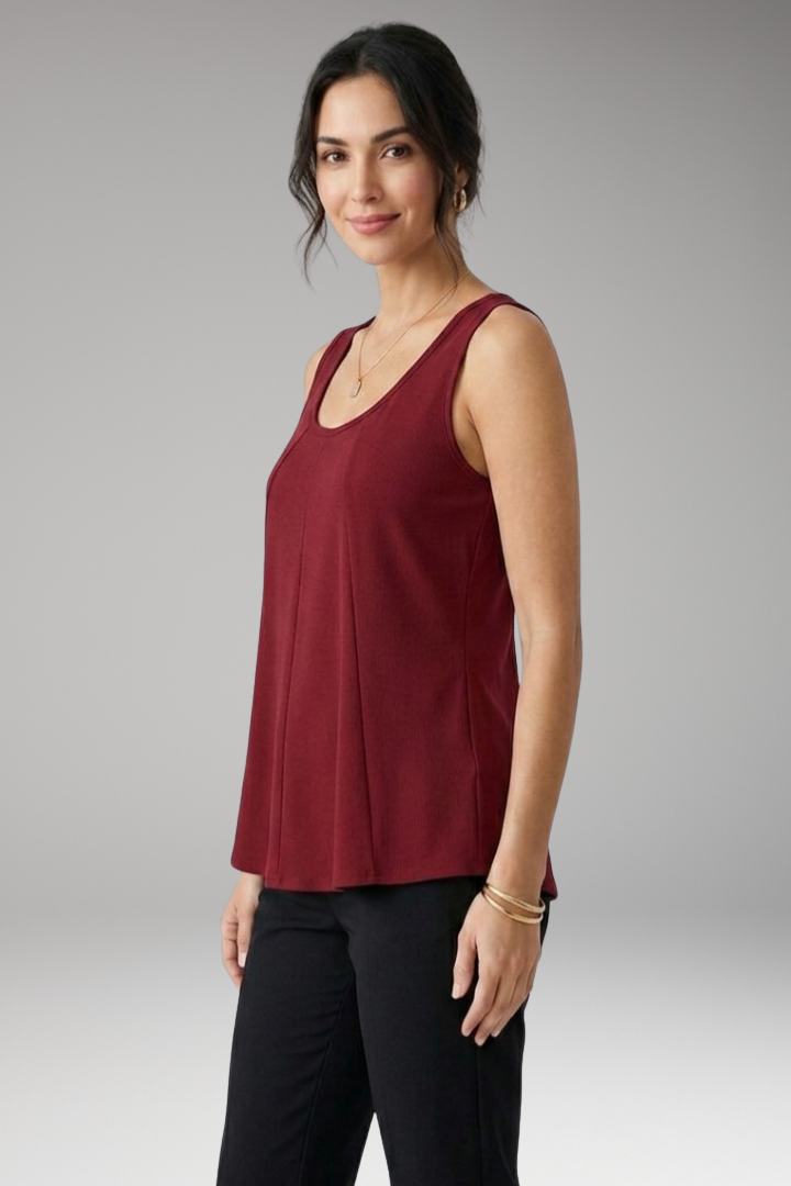 Women's Tank Top with Round Neck and Flared Hem