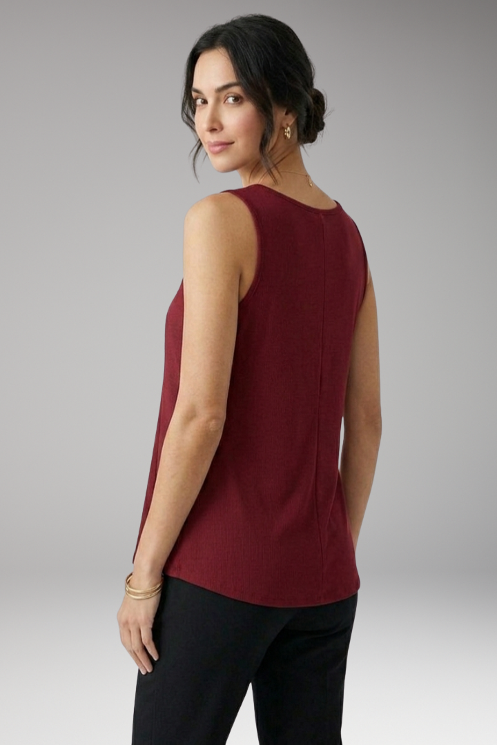 Women's Tank Top with Round Neck and Flared Hem