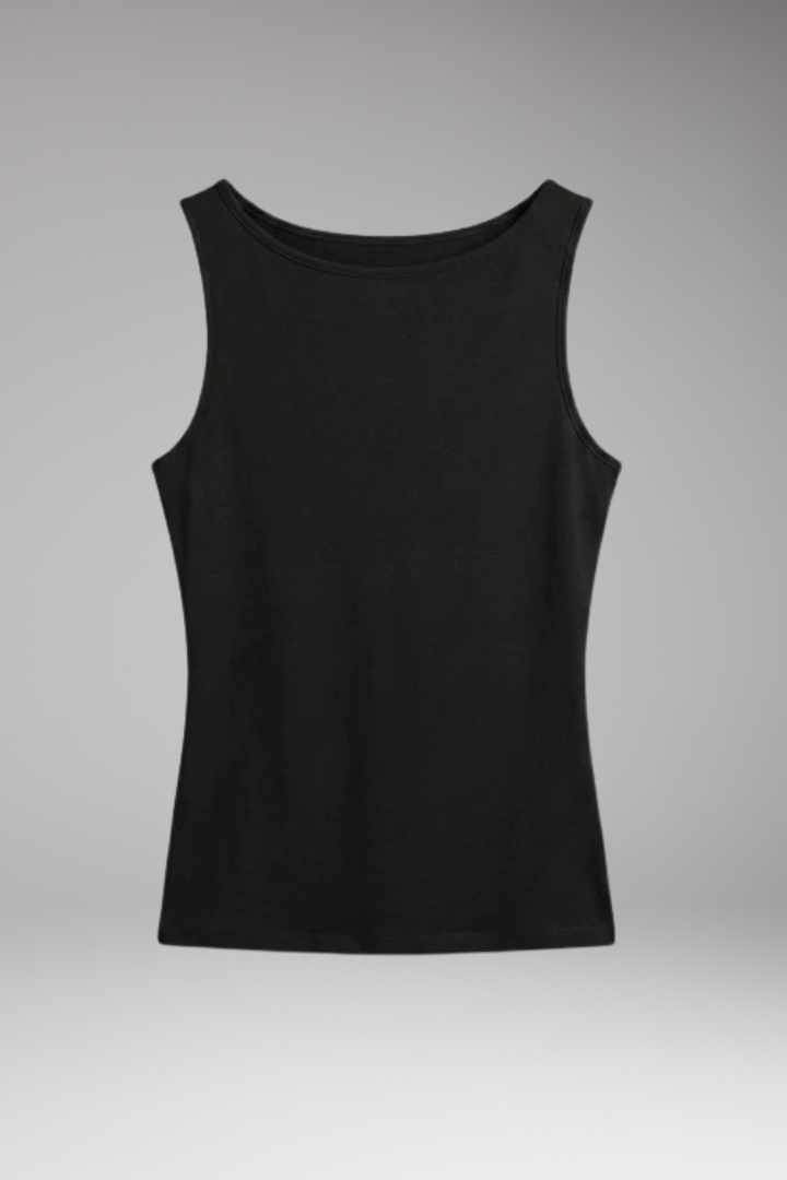 Women's Tank Top with Round Neckline and Fitted Design