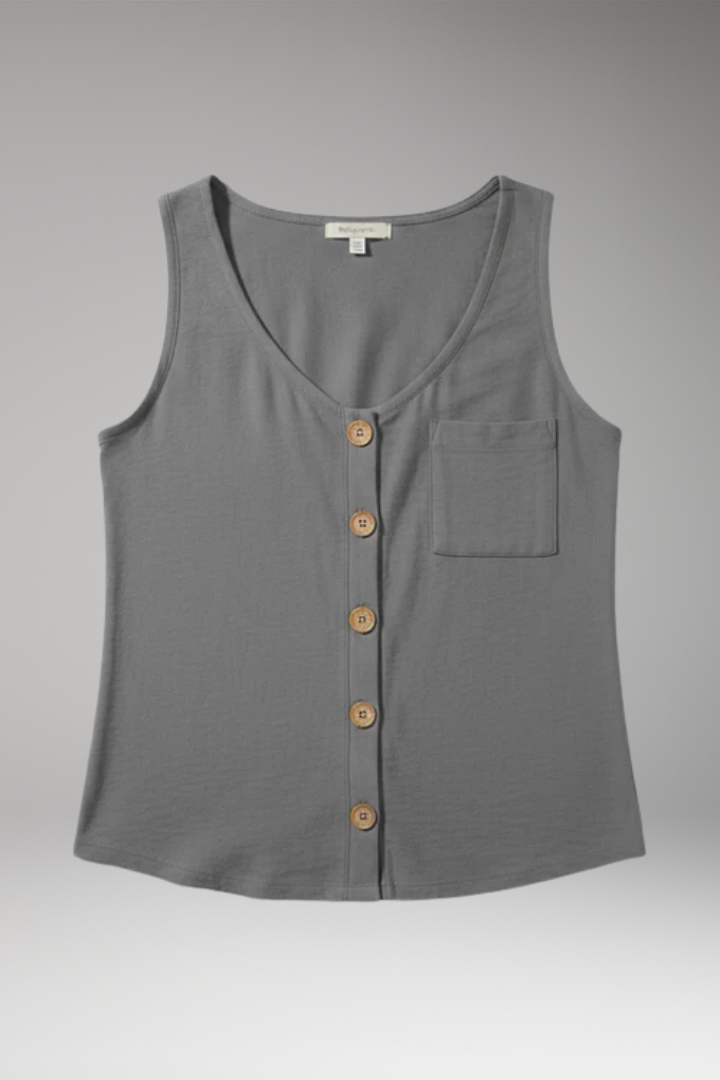 Women's Tank Top with Scoop Neck and Button Front