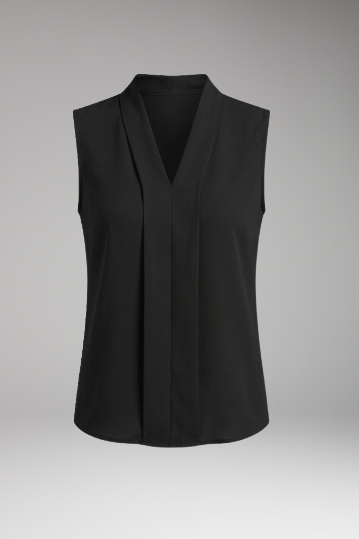 Women's Tank Top with V Neckline and Pleated Front